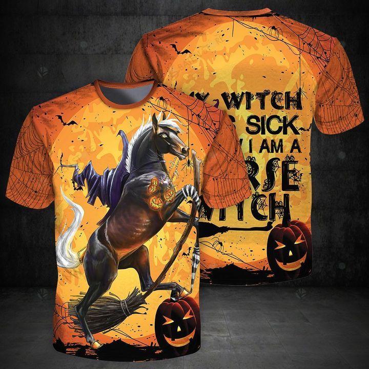 Gifury Halloween Shirt Halloween Apparel Horse T-shirt My Witch Was Sick Now I Am A Horse Witch Orange T-shirt 2022