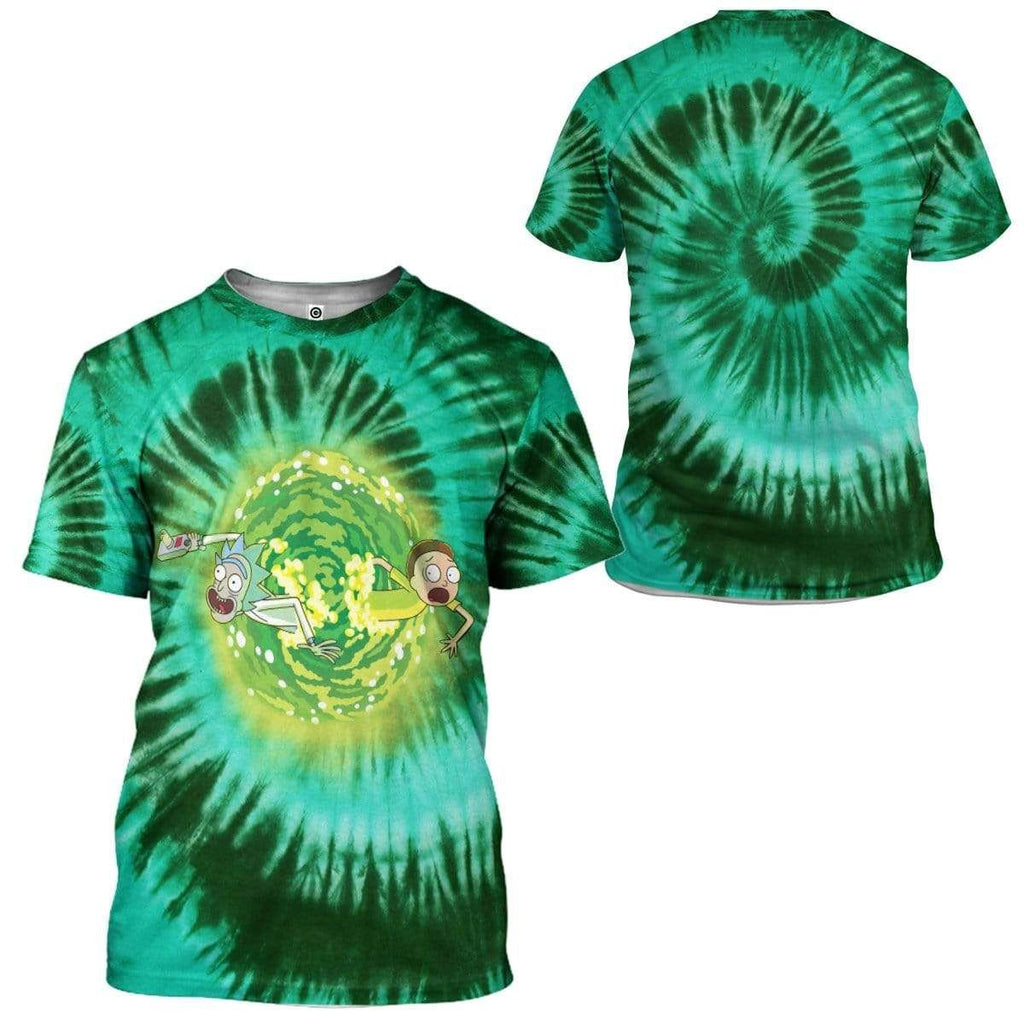  Rick And Morty T-shirt Rick And Morty Through Portal Tie Dye Green Shirt   