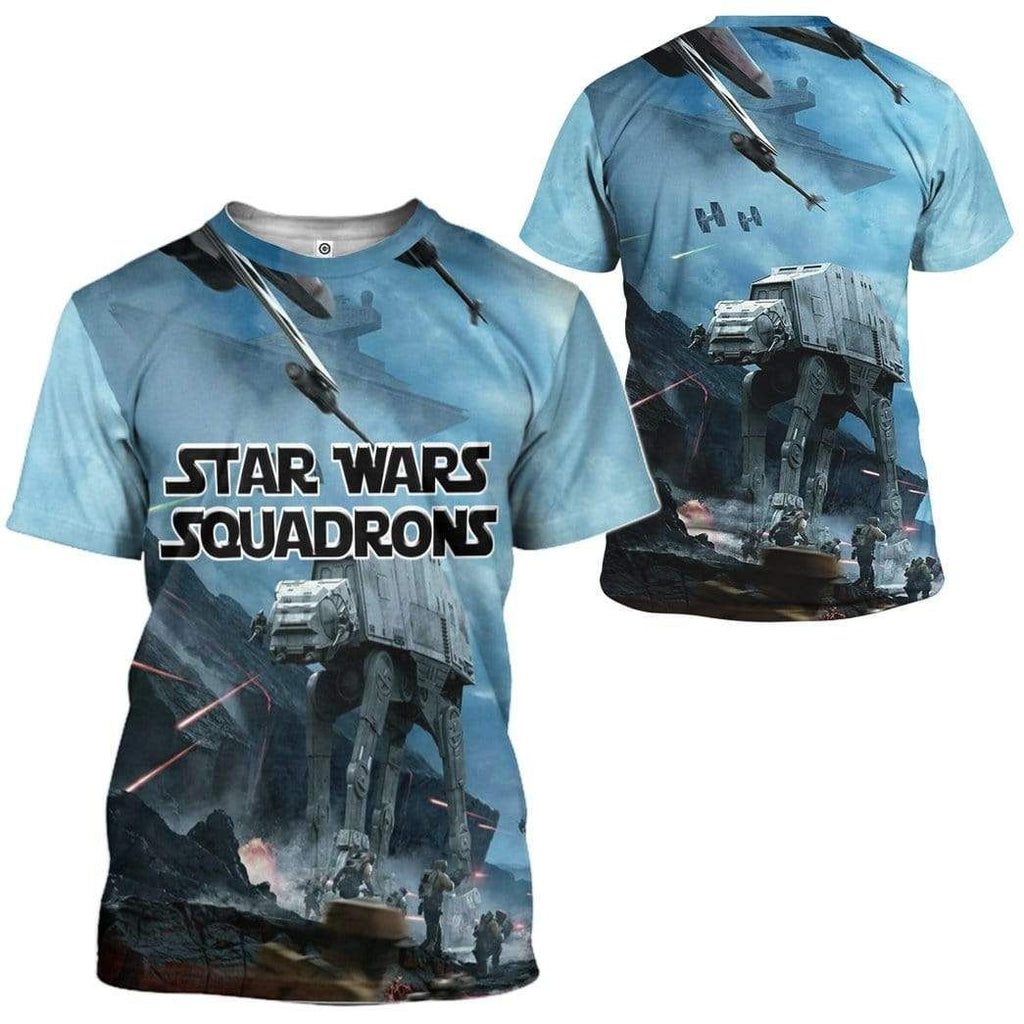  SW T-shirt SW Squadrons Walker Robot 3d Blue Shirt   