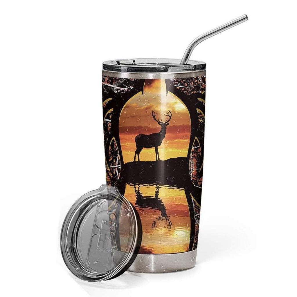 Gifury Hunting Tumbler Cup 20 Oz Hunting Deer In The Sunset Tumbler 20 Oz Hunting Travel Mug 2022