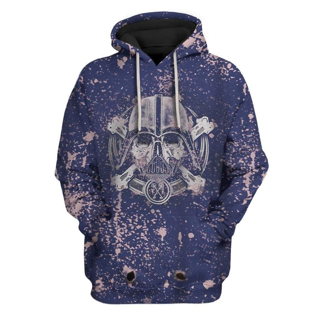  SW Hoodie SW Darth Skull Bleached Blue Hoodie SW Apparel For Fan Ault Uniex 