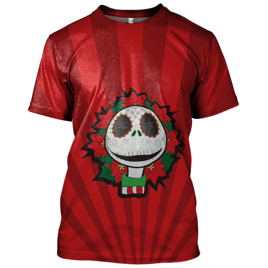  TNBC Shirt Jack Skellington Christmas Wreath Sugar Skull Red Hoodie TNBC Hoodie