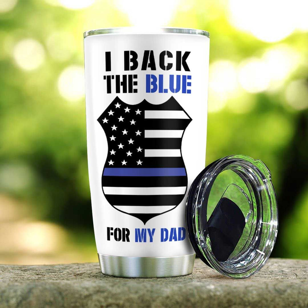 Gifury Police Father Tumbler Cup 20 oz I Back The Blue For My Dad Tumbler 20 oz Father Travel Mug 2024