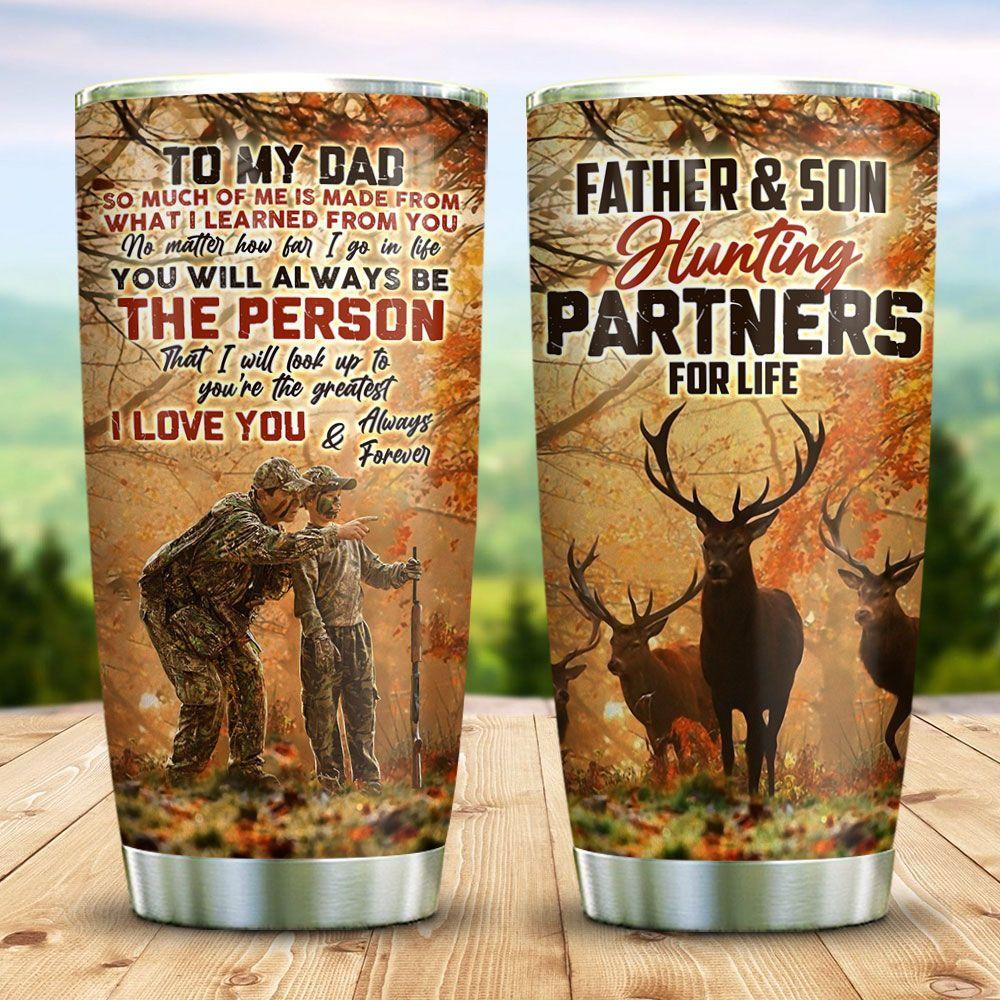 Gifury Hunting Father And Son Tumbler Cup 20 oz Deer Hunting Partner For Life Tumbler 20 oz Hunting Travel Mug 2022