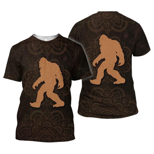 Bigfoot Shirt Bigfoot Mandala Pattern Brown T-shirt Hoodie Adult Full Print Unisex