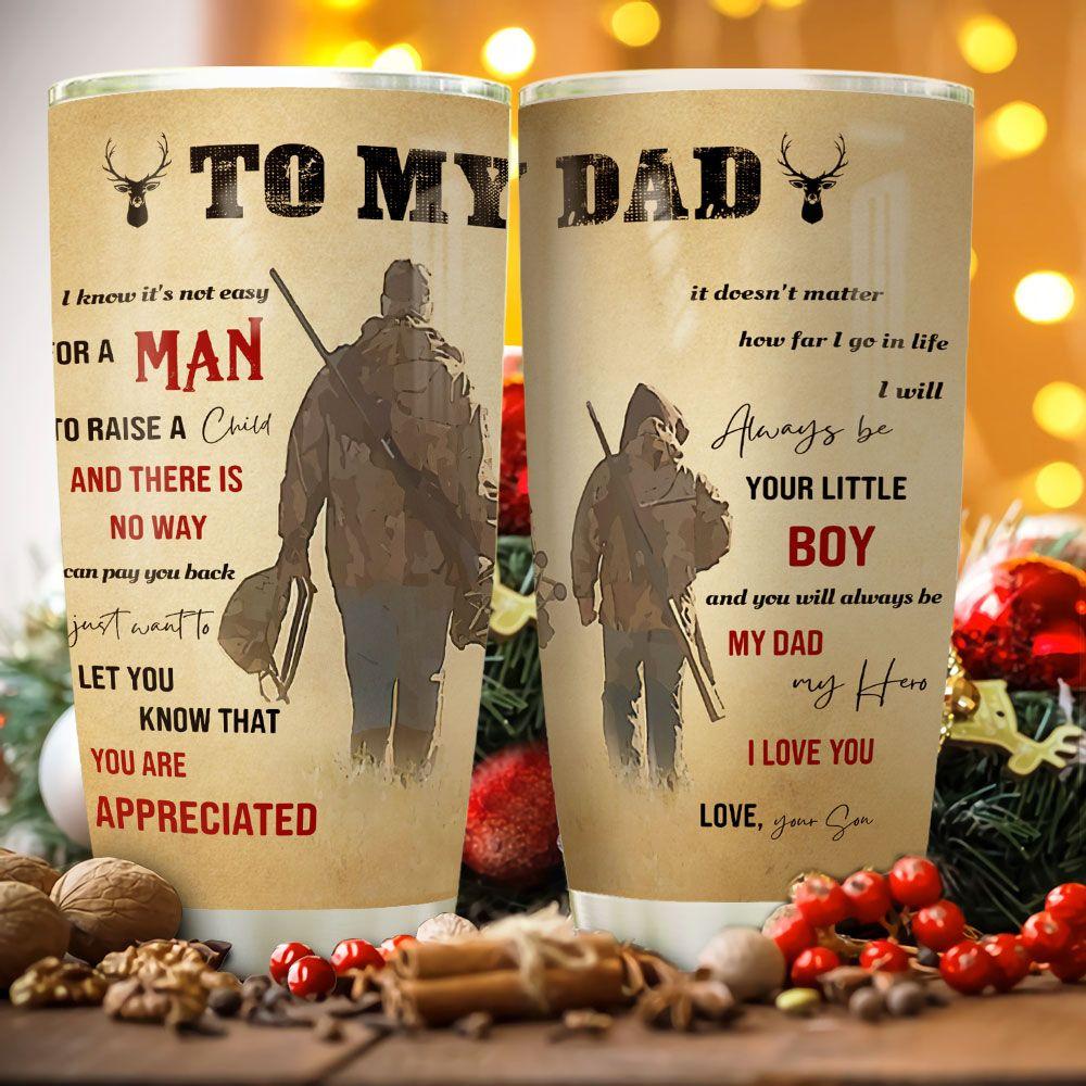 Gifury Hunting Father Tumbler Cup 20 oz My Dad My Hero Tumbler 20 oz Hunting Travel Mug 2022