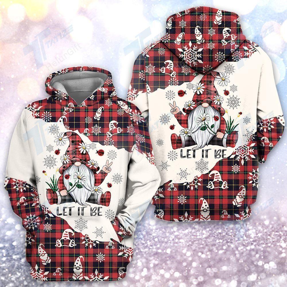 Gifury Gnome Christmas Hoodie Gnome Let It Be Christmas Red White Hoodie Gnome Apparel 2022