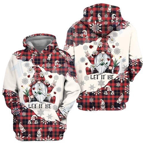 Gifury Gnome Christmas Hoodie Gnome Let It Be Christmas Red White Hoodie Gnome Apparel 2022