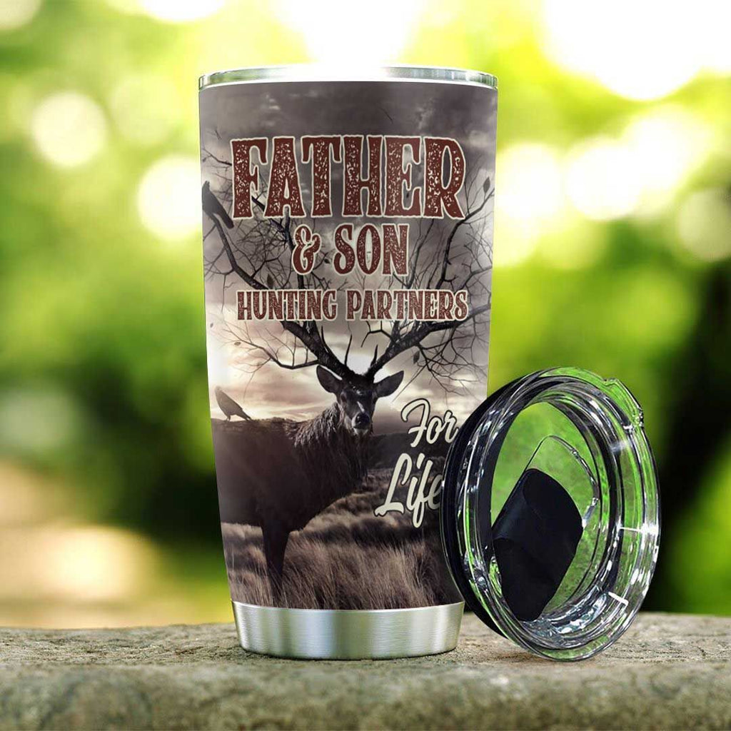 Gifury Hunting Father And Son Tumbler Cup 20 oz To My Dad Hunting Partner For Life Tumbler 20 oz Hunting Travel Mug 2023