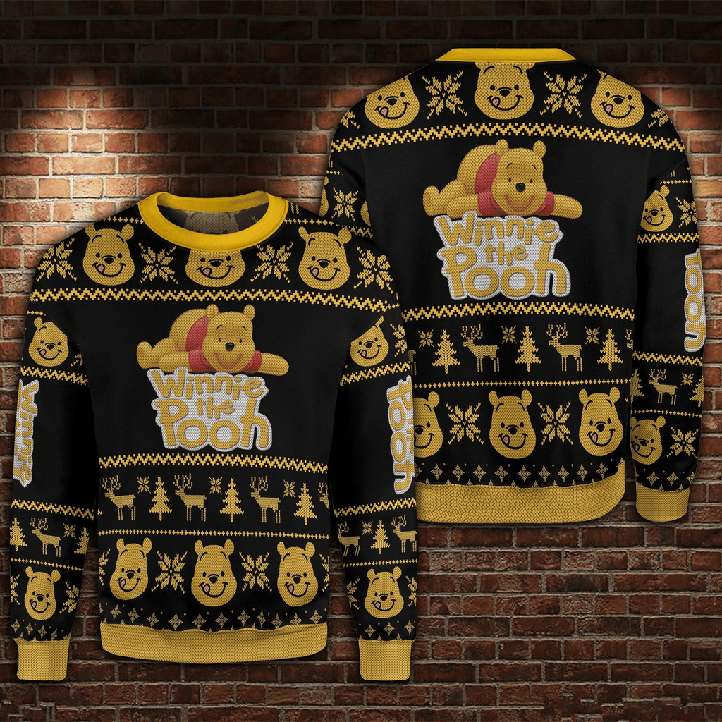  DN Chrsitmas Ugly Sweater WTP Christmas Snowflakes Reindeer Black Yellow Sweater