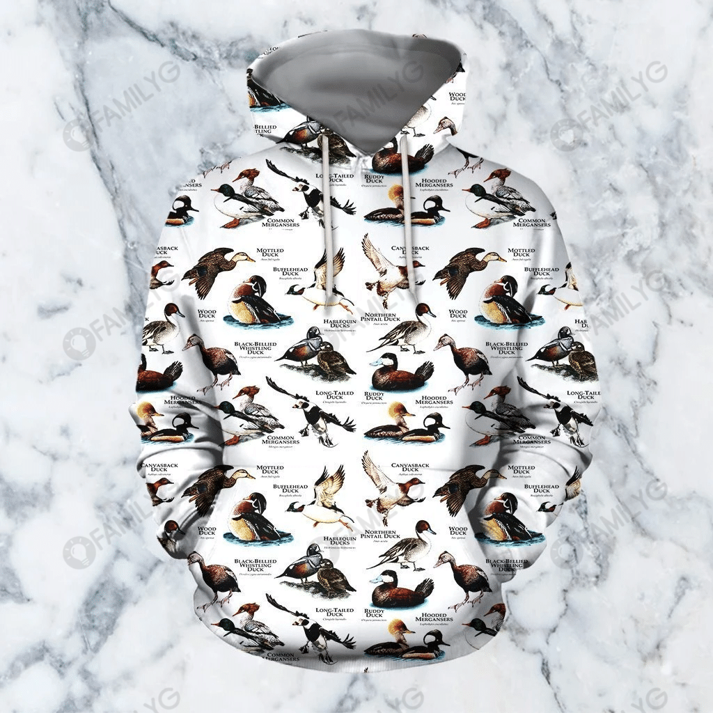 Gifury Hunting Hoodie Duck Hunting Types Of Duck Pattern White 3d Hoodie Gift For Hunter Hunting Apparel 2024