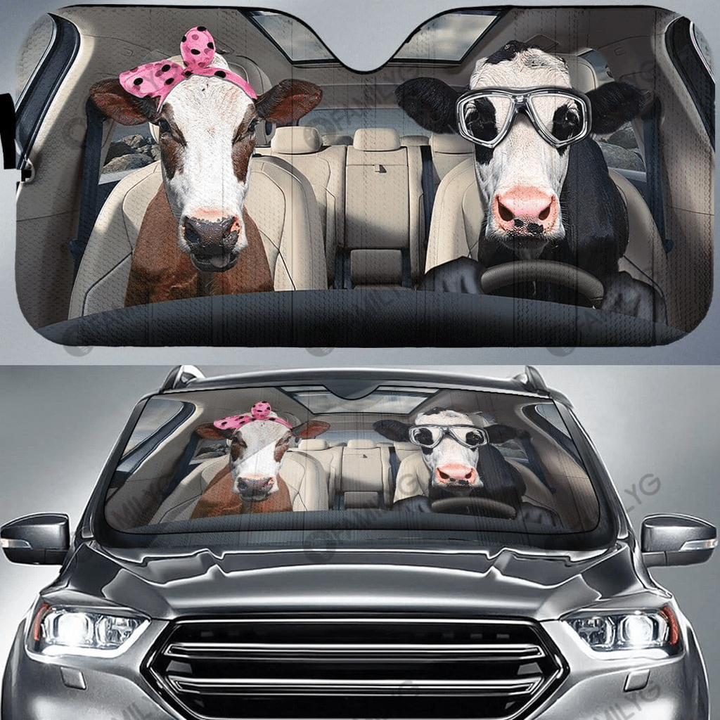 Gifury Cow Car Sun Shade Heifer Cow Driving Windshield Sun Shade Cow Windshield Sun Shade 2022