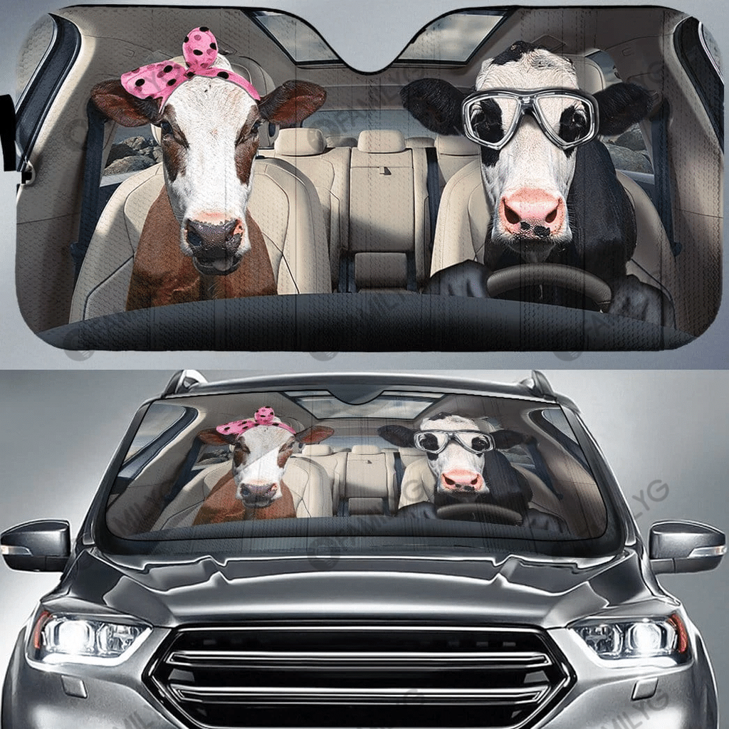 Gifury Cow Car Sun Shade Heifer Cow Driving Windshield Sun Shade Cow Windshield Sun Shade 2024