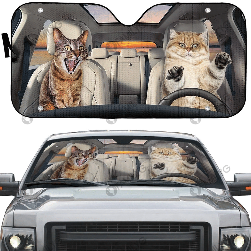 Gifury Cat Car Sun Shade Crazy Funny Chubby Cat Windshield Sun Shade Cat Windshield Sun Shade 2022