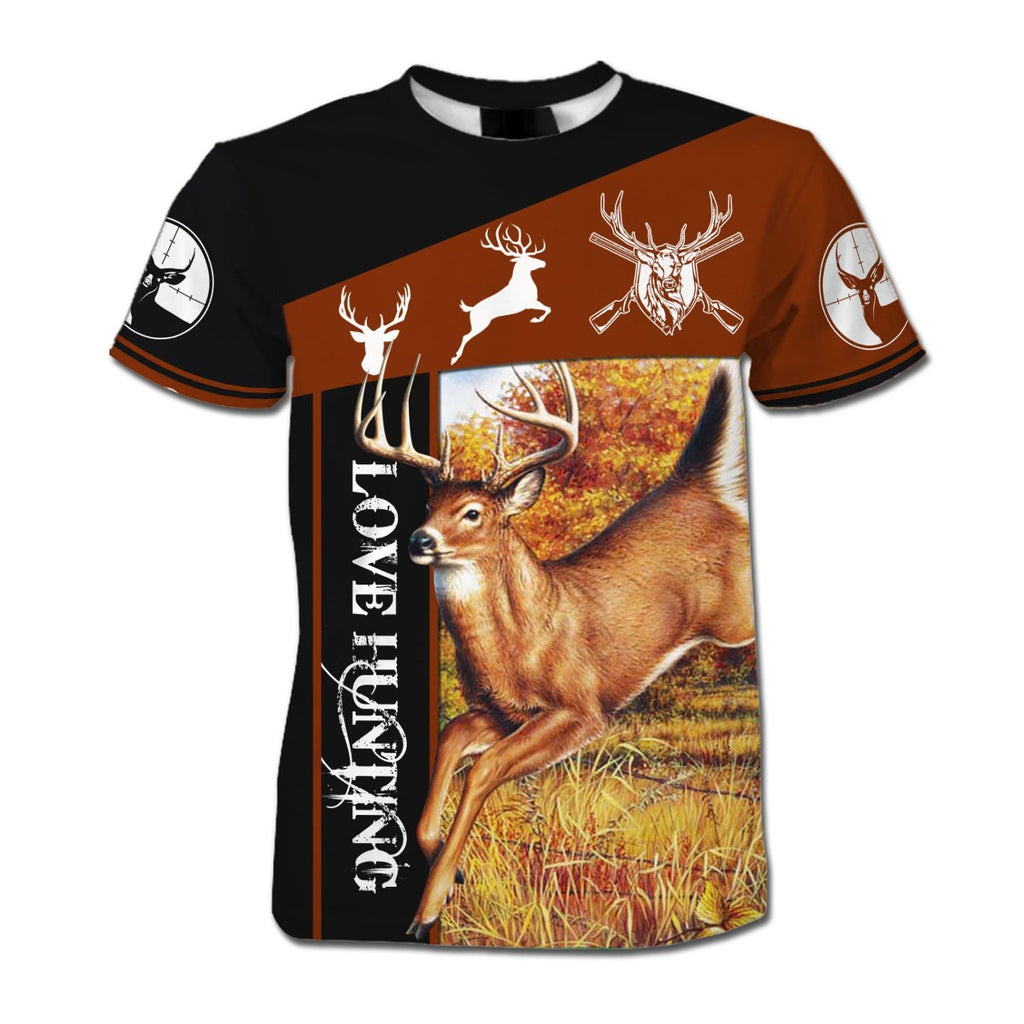 Gifury Hunting T-shirt Love Hunting Deer Hunting Silhouette 3d Brown Shirt Hunting Apparel 2022