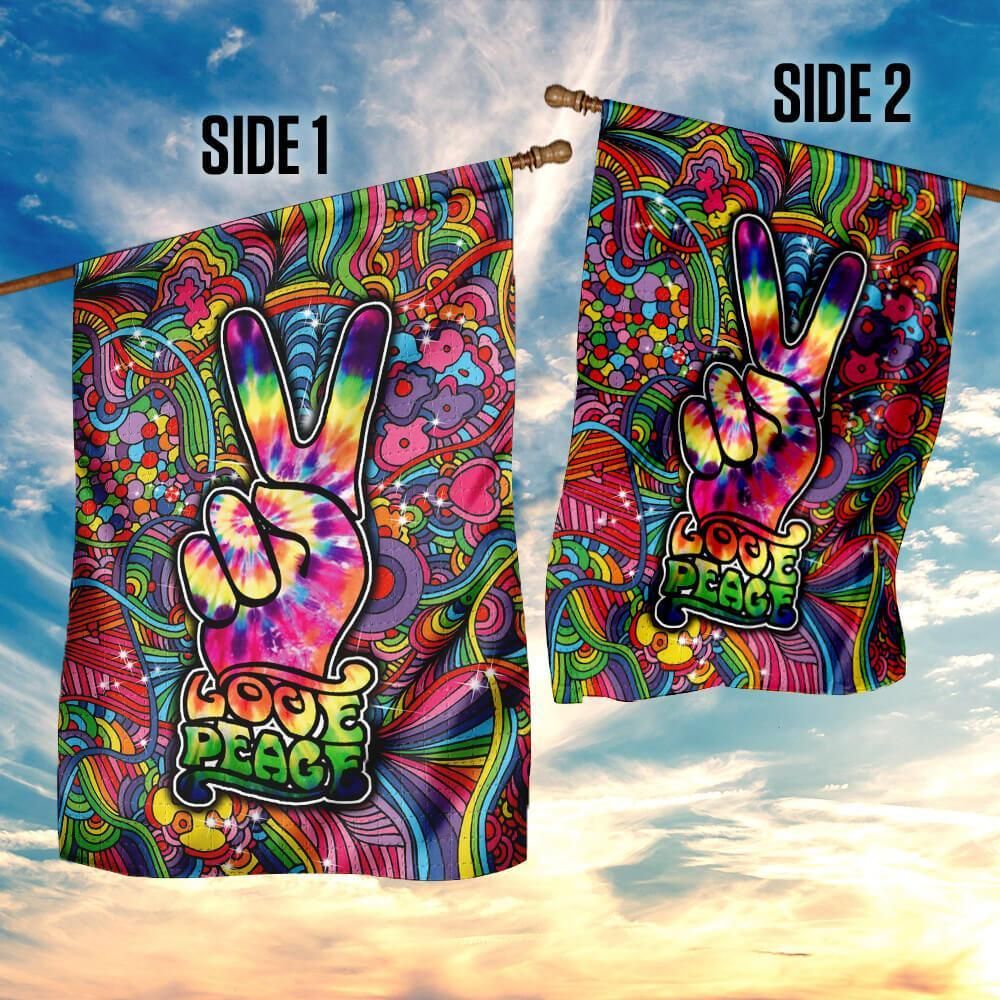  Hippie Garden Flag Peace Finger Hand Love Peace Flower Colorful House Flag