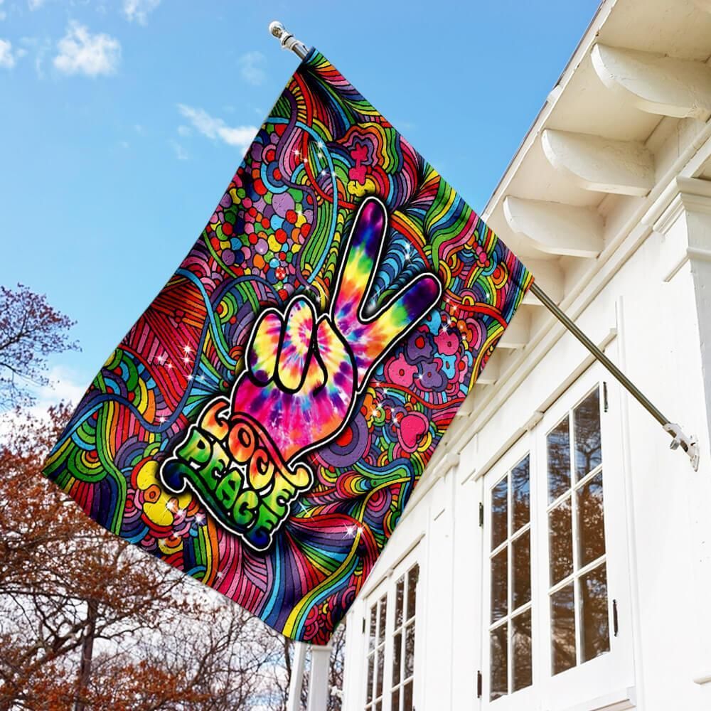  Hippie Garden Flag Peace Finger Hand Love Peace Flower Colorful House Flag