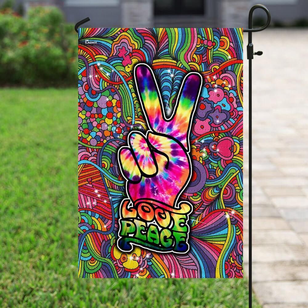  Hippie Garden Flag Peace Finger Hand Love Peace Flower Colorful House Flag