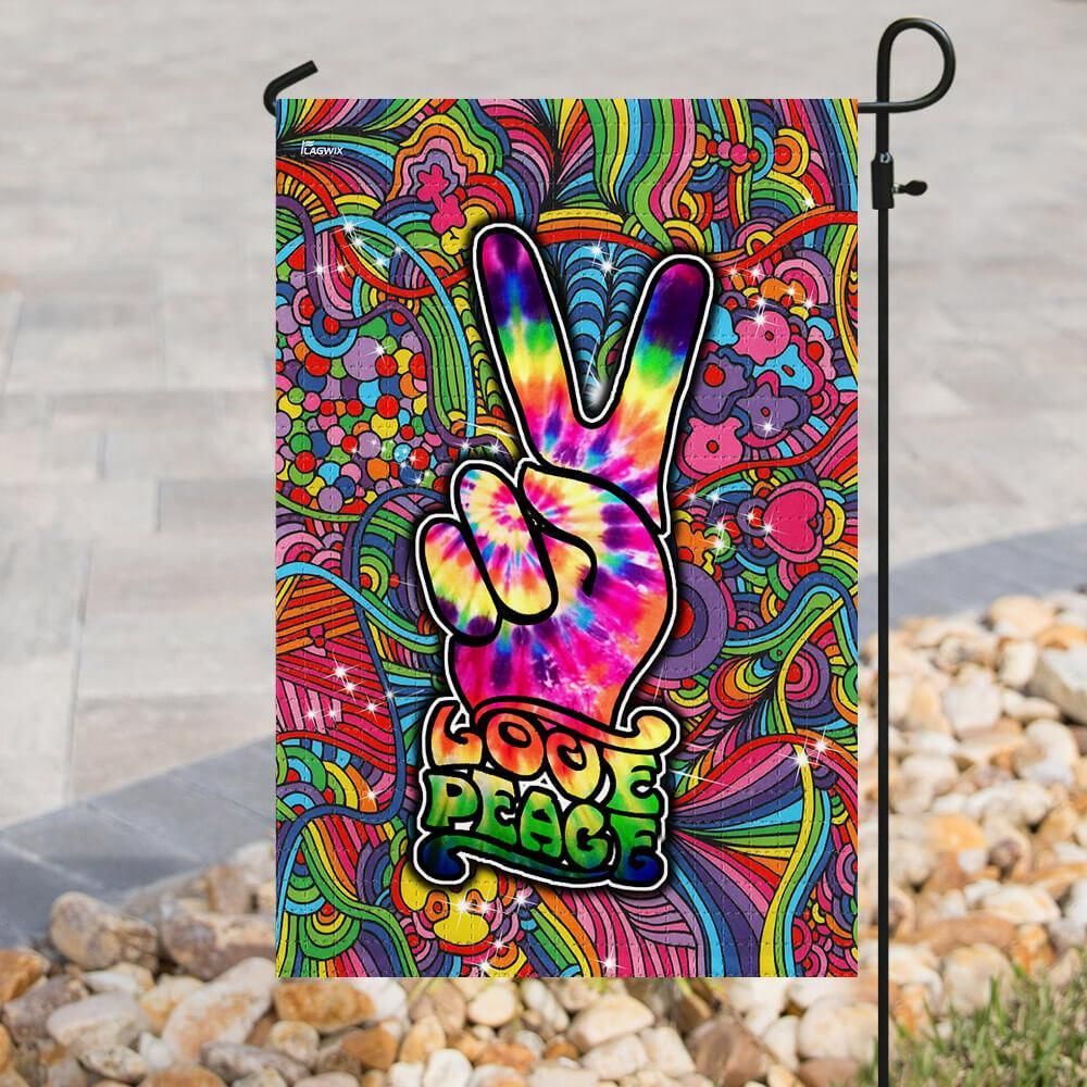  Hippie Garden Flag Peace Finger Hand Love Peace Flower Colorful House Flag