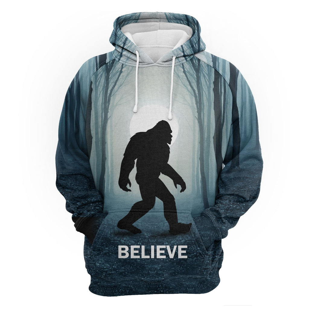 Bigfoot Hoodie Believe In Bigfoot Is Real Forest Black Grey Hoodie Apparel Adult Unisex Full Print