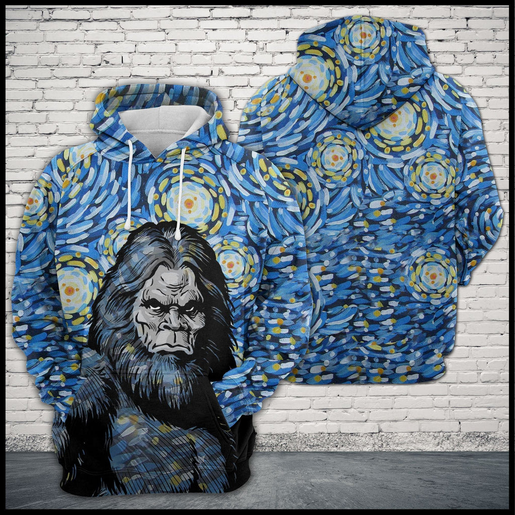 Bigfoot Hoodie Bigfoot Starry Night Sky Blue Hoodie Apparel Adult Unisex Full Print