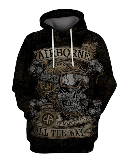 Air Force Veteran Hoodie AirBorne Paratrooper All The Way Skull Hoodie Apparel