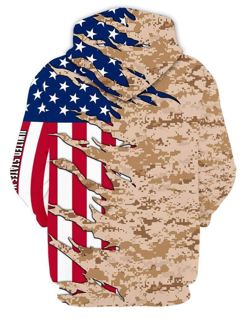 US Marine Corps Veteran Hoodie American Flag Camoflage Marine Corps Logo Hoodie Apparel