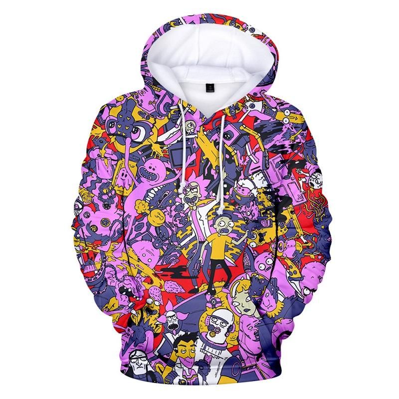  Rick And Morty Hoodie Rick And Morty Characters Purple Hoodie Apparel   Colorful