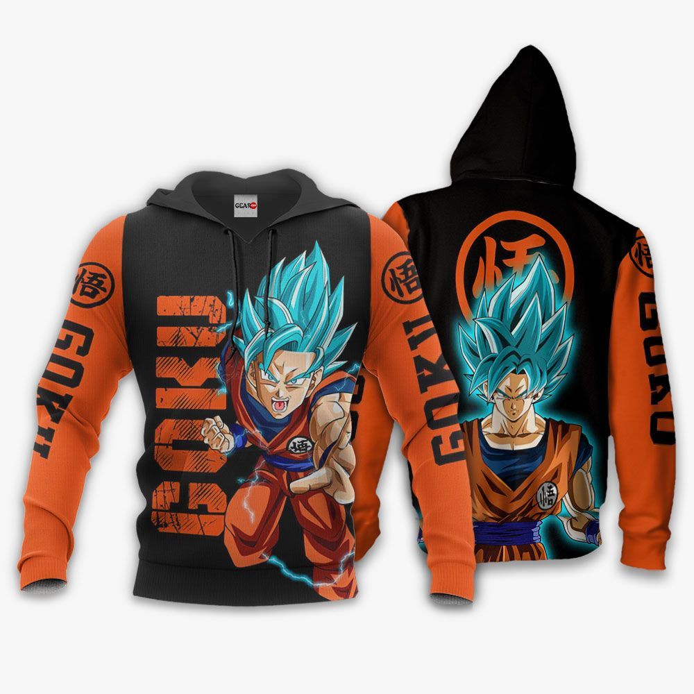  Dragon Ball Z Hoodie Goku Hoodie Goku Blue Hair Dragon Ball Z Orange Black Hoodie Dragon Ball Apparel For Anie Fan  