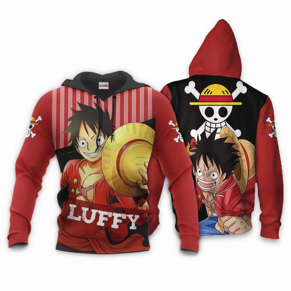  One Piece Hoodie One Piece Symbol Monkey D Luffy Red Hoodie Anime Clothing  