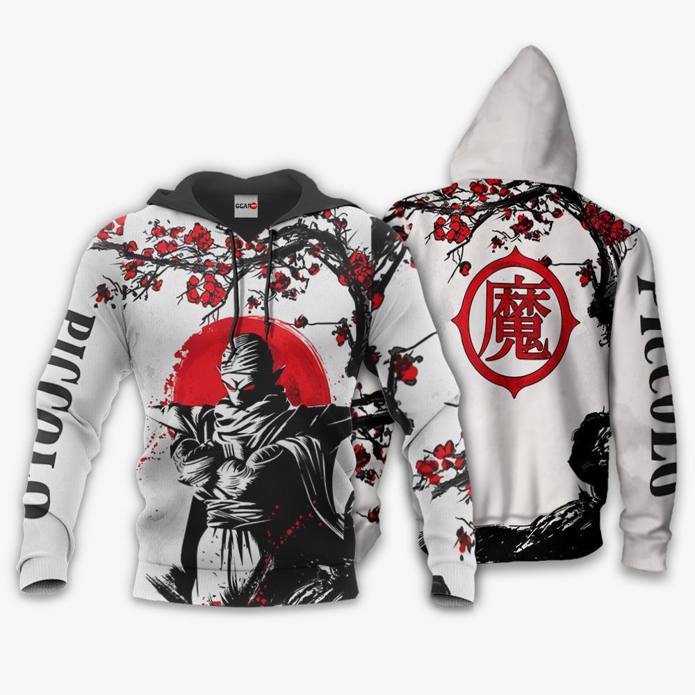  Dragon Ball Hoodie Picolo Cherry Blossom Japanese Style Black White Hoodie Dragon Ball Apparel For Fan  