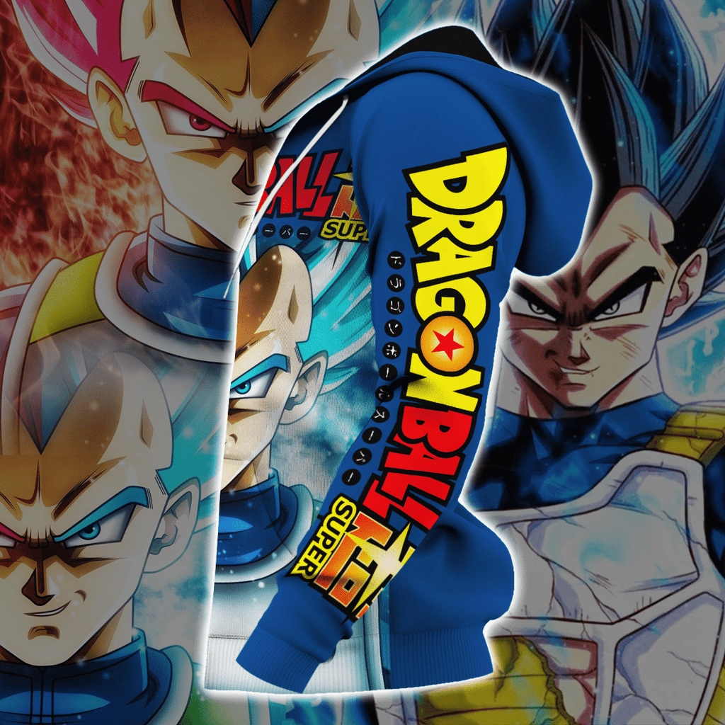  Dragon Ball Hoodie Prince Vegeta Dragon Ball Super Blue Zip Hoodie   