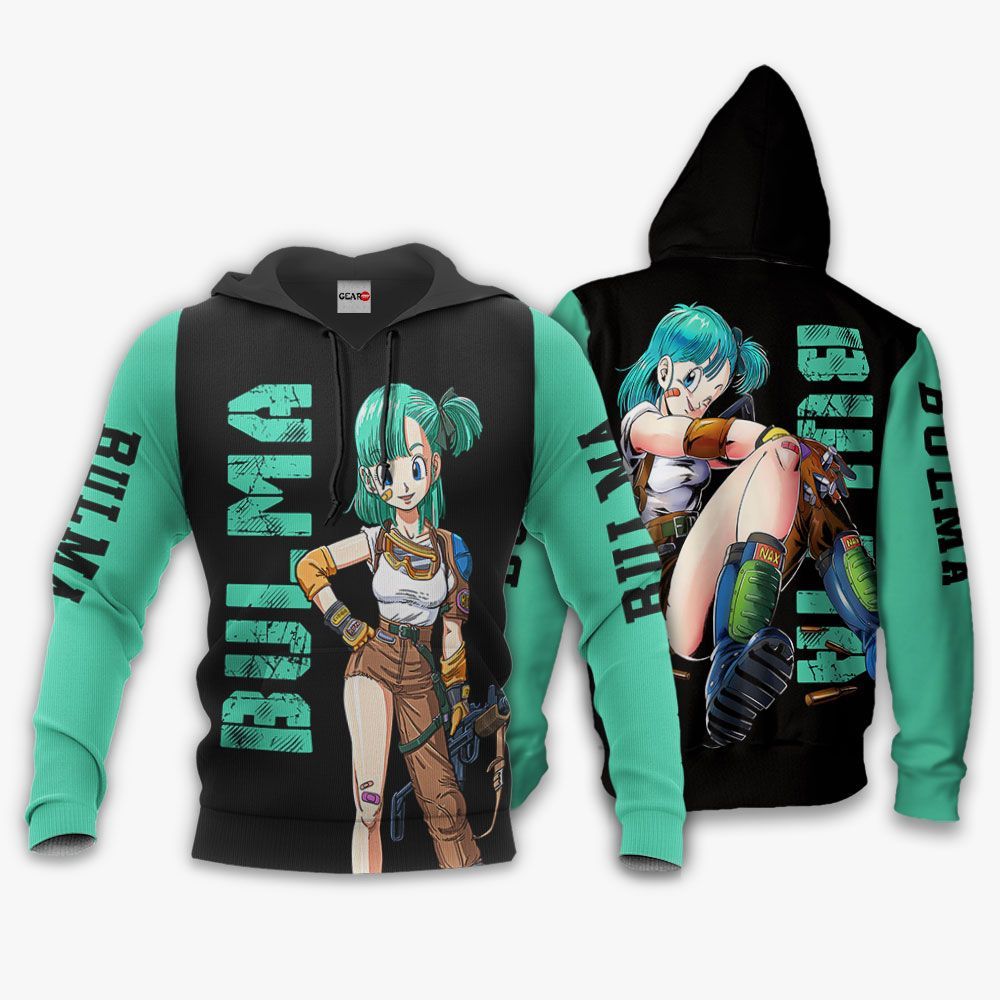  Dragon Ball Z Hoodie Bulma Dragon Ball Black Green Hoodie Dragon Ball Z Apparel   