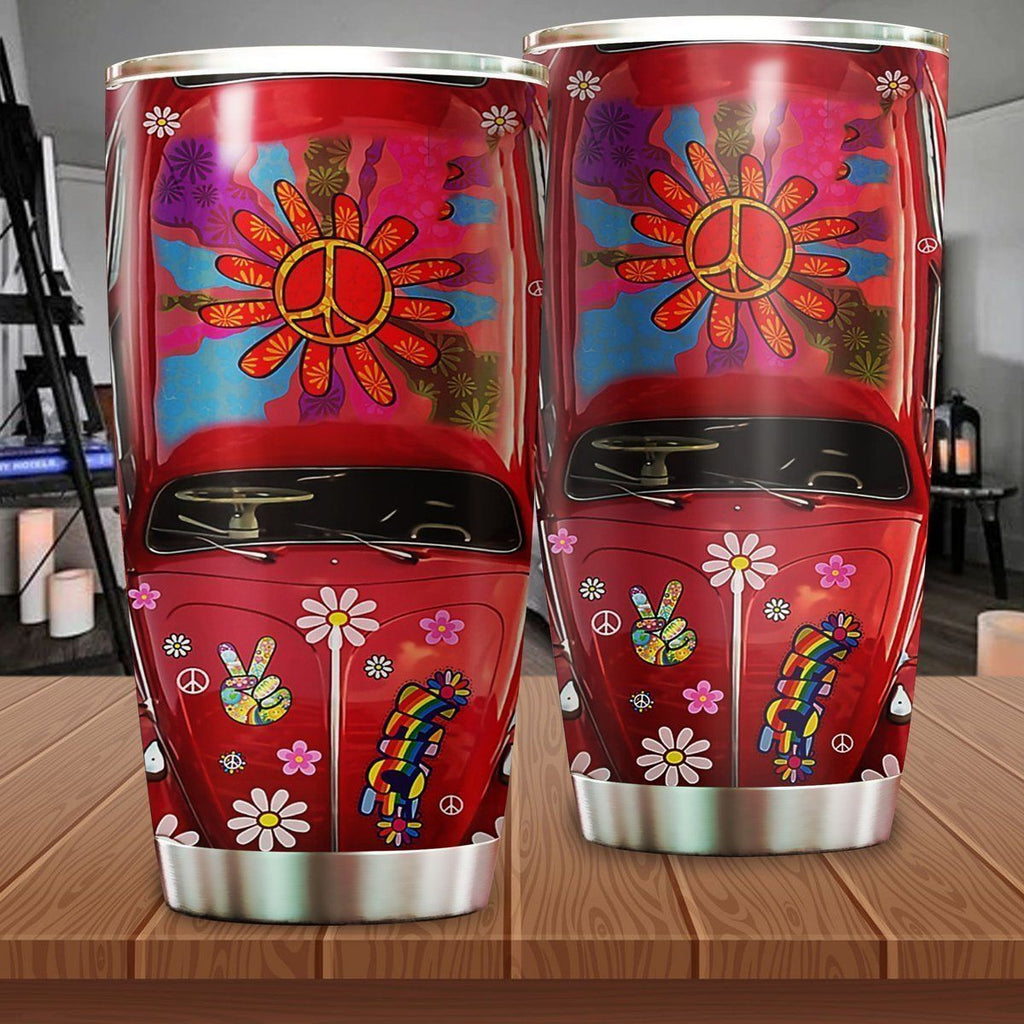  Hippie Tumbler 20 Oz Above Hippie Car Peace Sign Red Tumbler Cup 20 Oz travel Mug