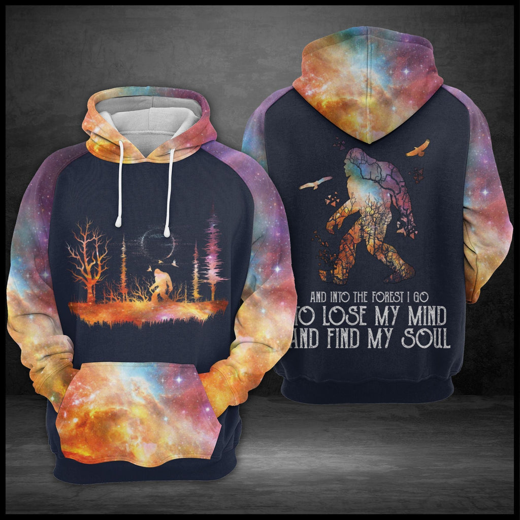 Bigfoot Hoodie Into The Forest I Go To Lose My Mind To Find My Soul Pink Galaxy Hoodie Apparel Adult Full Size