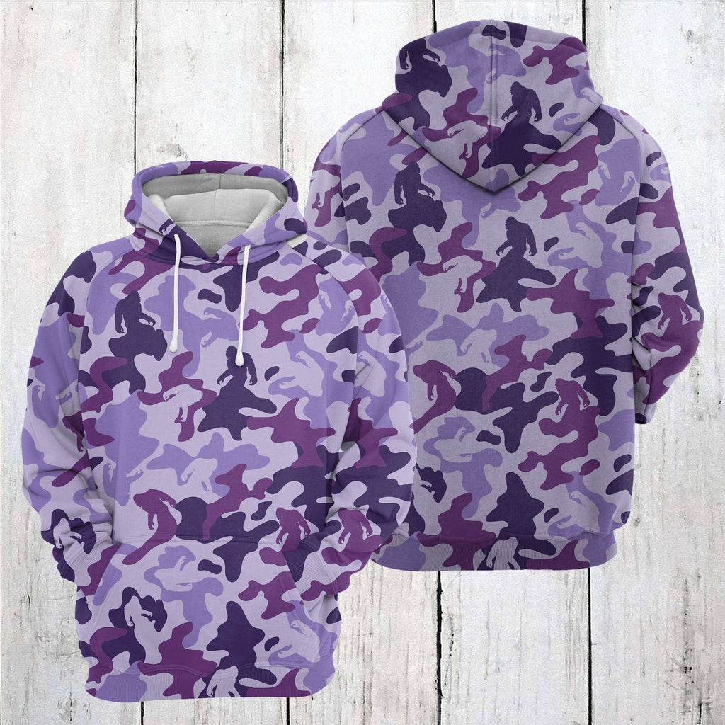 Bigfoot Hoodie Bigfoot Purple Camo Pattern Hoodie Apparel Adult Full Print