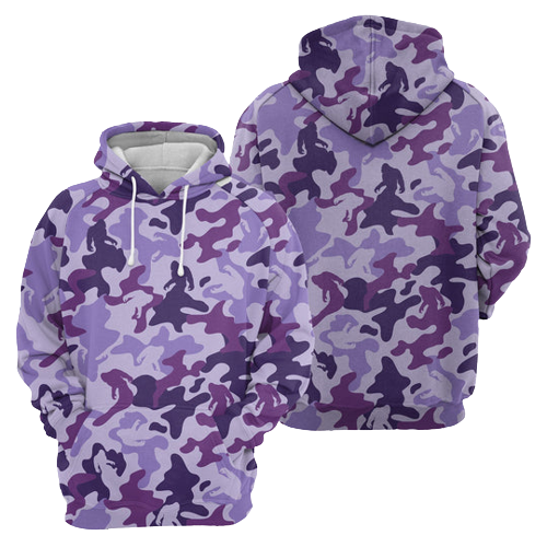 Bigfoot Hoodie Bigfoot Purple Camo Pattern Hoodie Apparel Adult Full Print