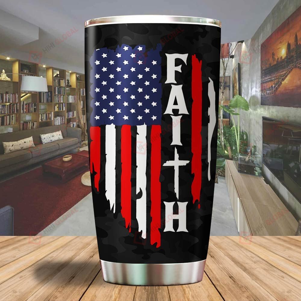 Jesus Tumbler 20 oz Faith In God Jesus American Flag Black Tumbler Cup 20 oz