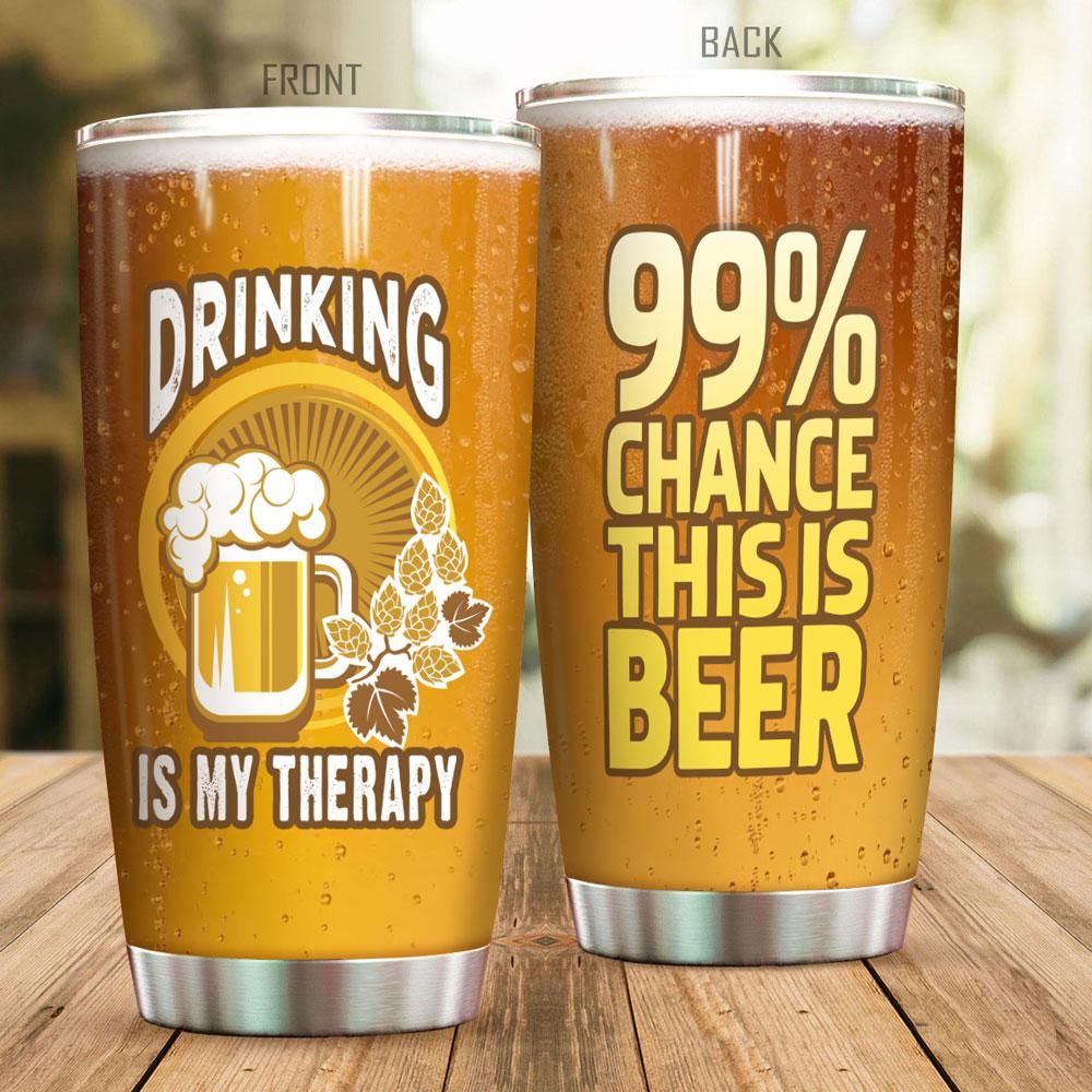 Gifury Beer Tumbler Cup 20 Oz Drinking Is My Therapy 99 Percent This Is Beer Yellow Tumbler 20 Oz Beer Travel Mug 2022