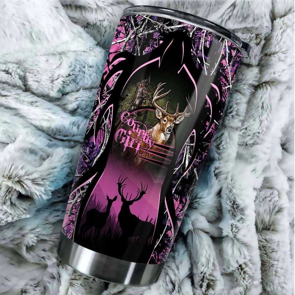 Gifury Hunting Tumbler 20 Oz Deer Hunting Country Girl Pink Tumbler Cup 20 Oz Hunting Travel Mug 2024