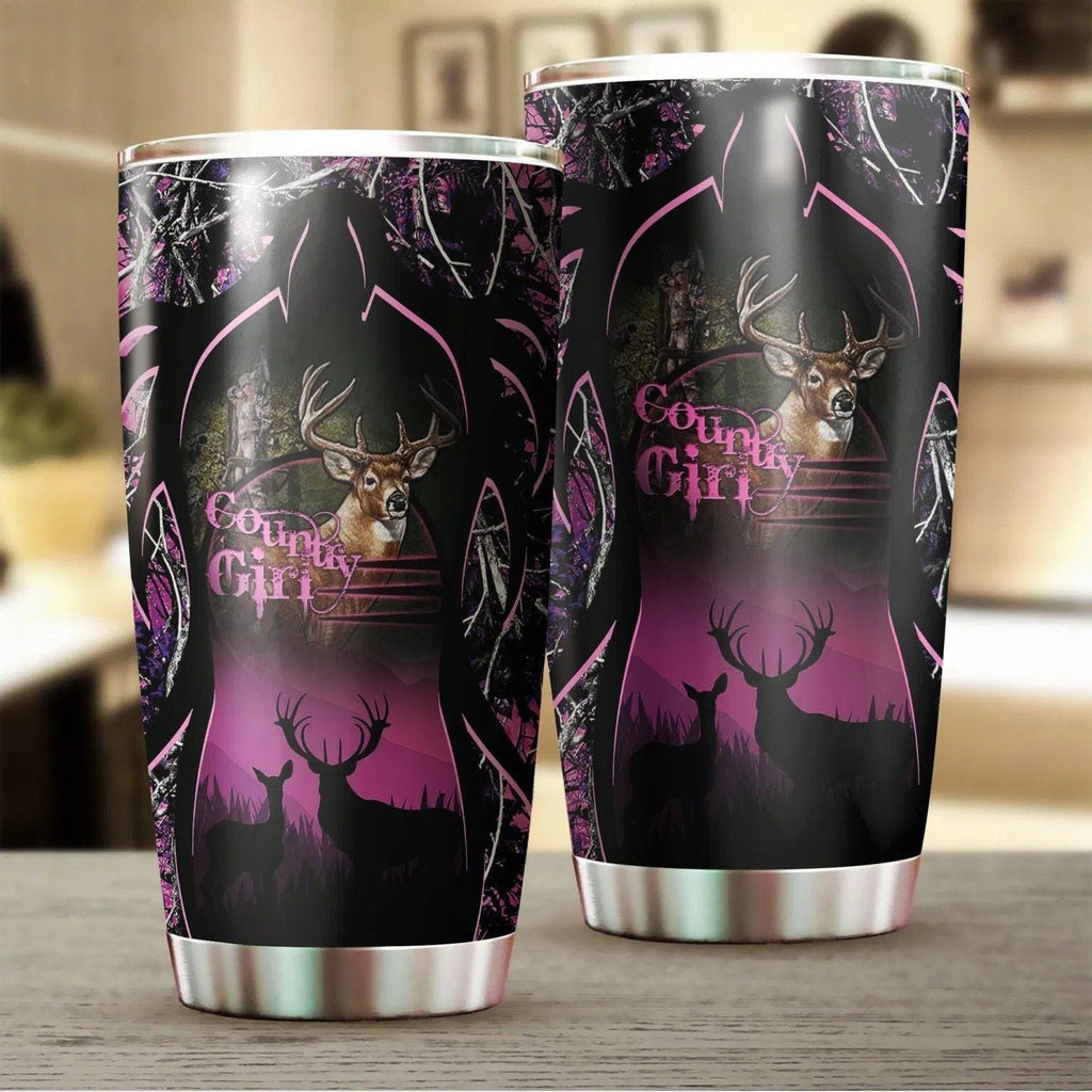 Gifury Hunting Tumbler 20 Oz Deer Hunting Country Girl Pink Tumbler Cup 20 Oz Hunting Travel Mug 2022