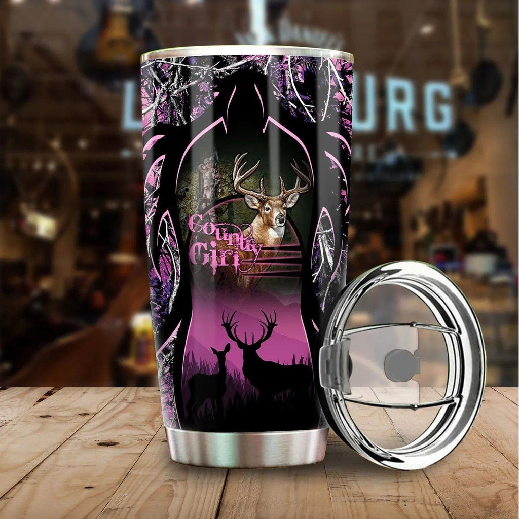 Gifury Hunting Tumbler 20 Oz Deer Hunting Country Girl Pink Tumbler Cup 20 Oz Hunting Travel Mug 2023