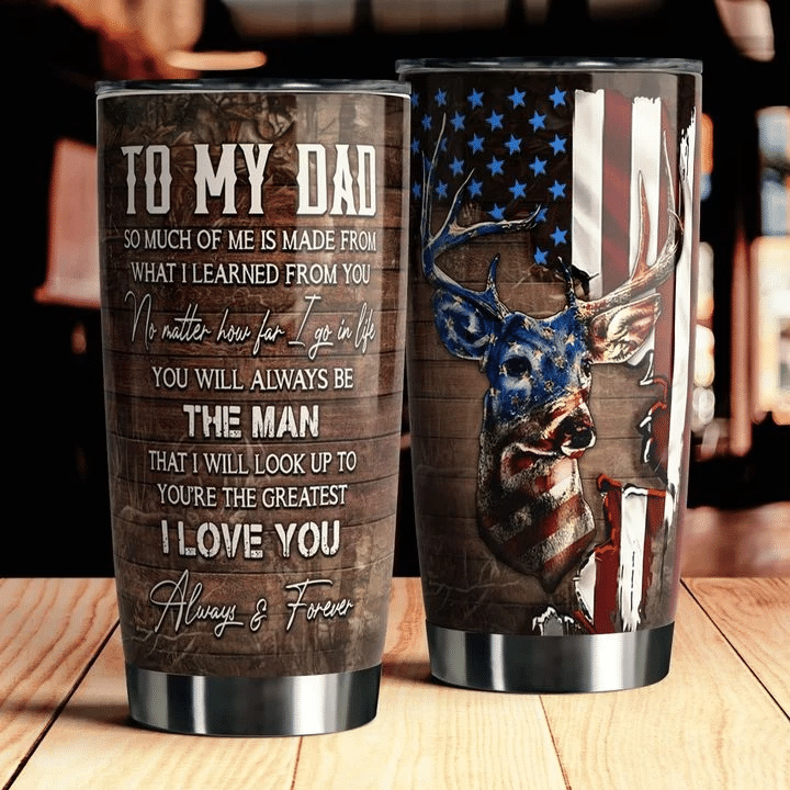 Gifury Father Hunting Tumbler Cup No Matter How Far I Go In Life American Flag Deer Hunting Tumbler 20 oz Hunting Travel Mug 2022