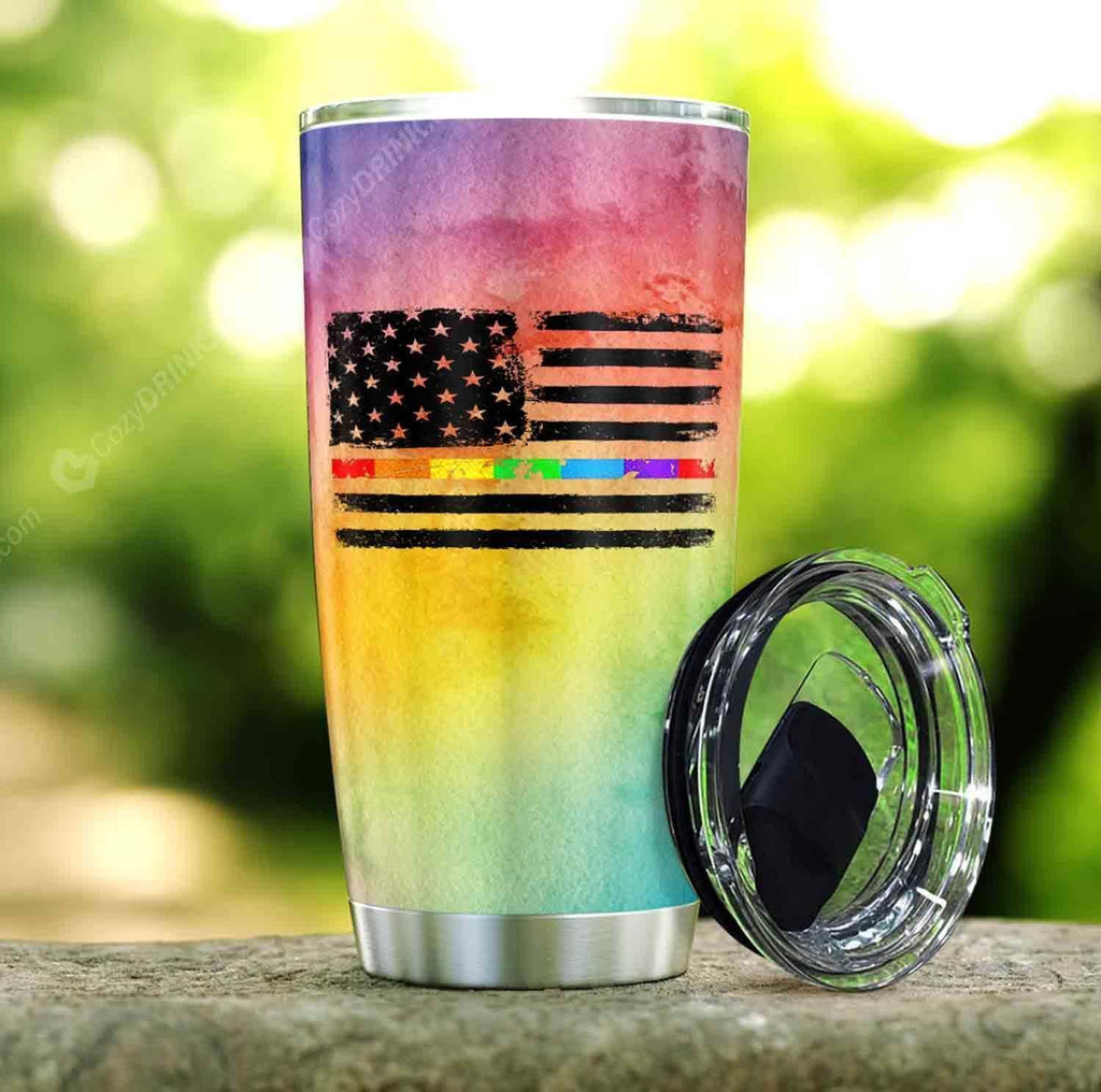  LGBT Pride Tumbler Cup 20 oz American LGBT Flag Tumbler 20 oz Travel Mug