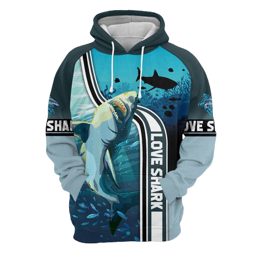  Shark Hoodie Shark In The Ocean Love Shark Blue Hoodie Apaprel Adult Unisex Full Print