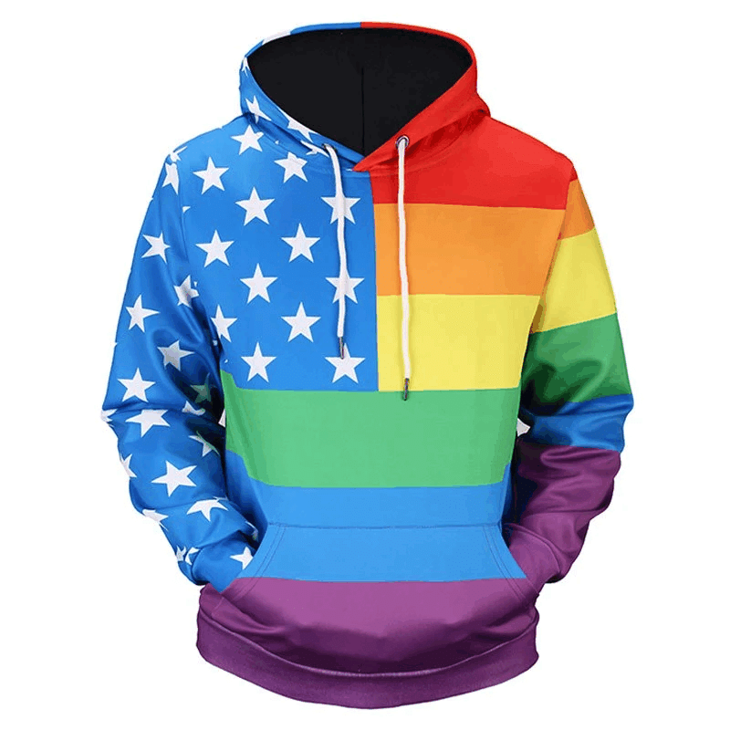 LGBT Hoodie LGBT Rainbow Color American Flag 3D Hoodie Apparel Adult Unisex Full Print
