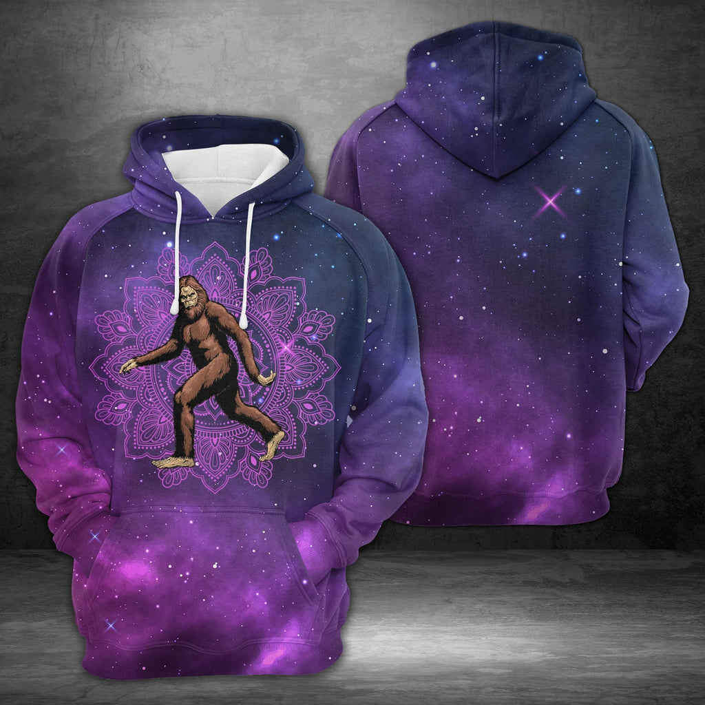 Bigfoot Hoodie Bigfoot Mandala Purple Pink Galaxy Full Print Adult Full Size