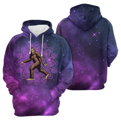 Bigfoot Hoodie Bigfoot Mandala Purple Pink Galaxy Full Print Adult Full Size