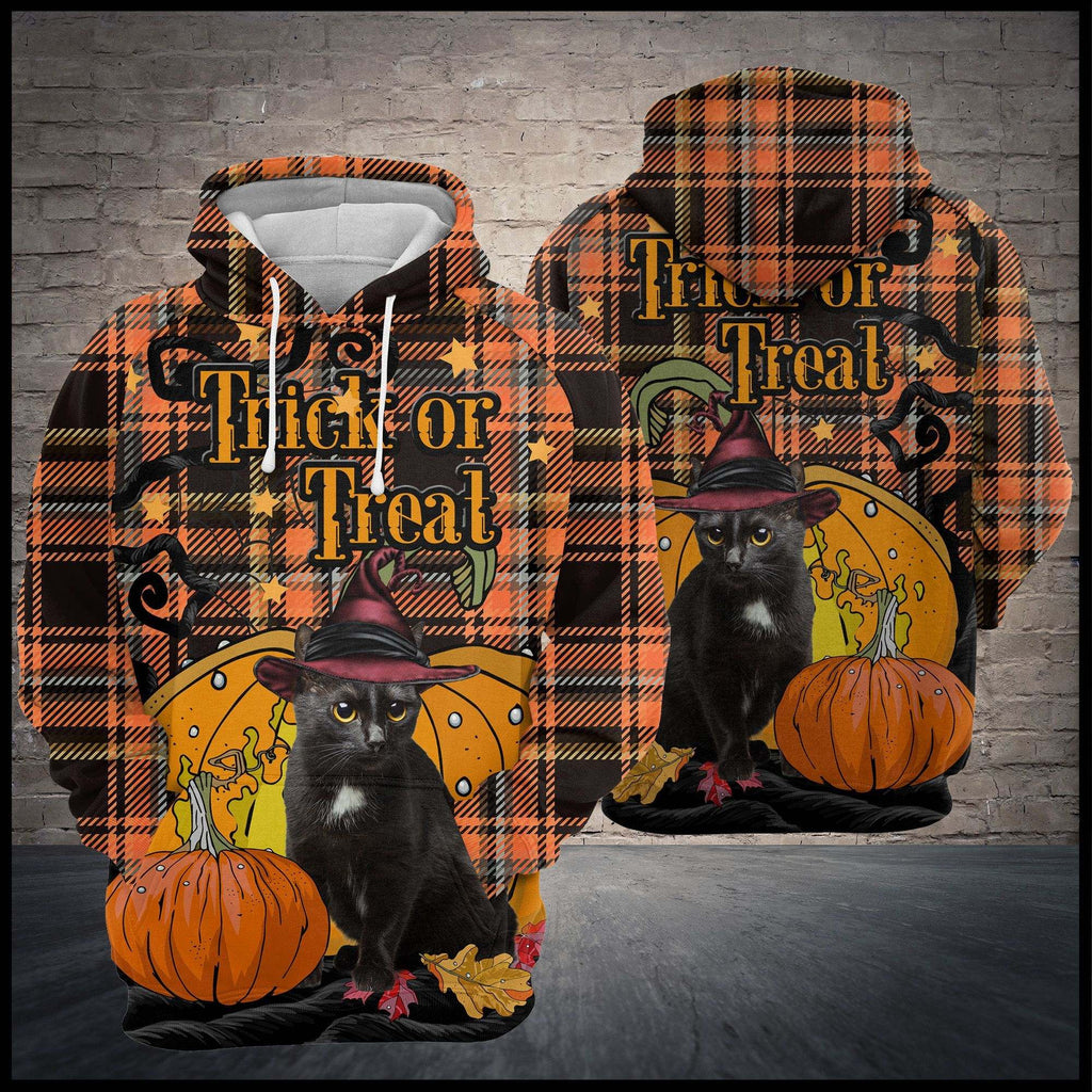 Gifury Halloween Hoodie Halloween Apparel Trick Or Treat Black Cat Pumpkin 3d Hoodie Halloween Clothing 2022