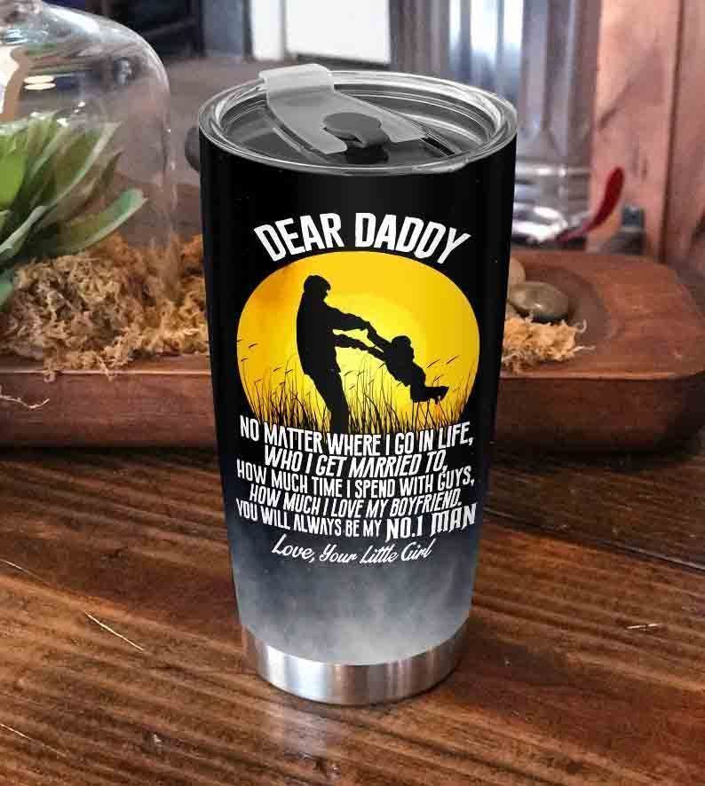 Gifury Father Day Tumbler Dear Daddy You Will Always Be My No.1 Man Tumbler 20 oz Father Travel Mug 2022